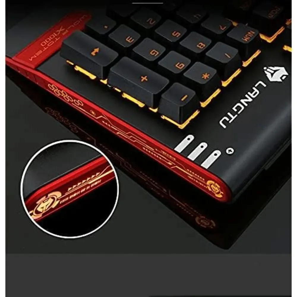 LED Multimedia Knob Mechanical Keyboard with Mouse & Mouse Pads Red/Red Backlit
